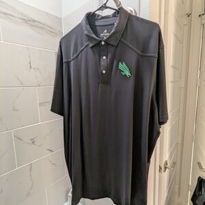 Antigua Black Polo with Green Logo